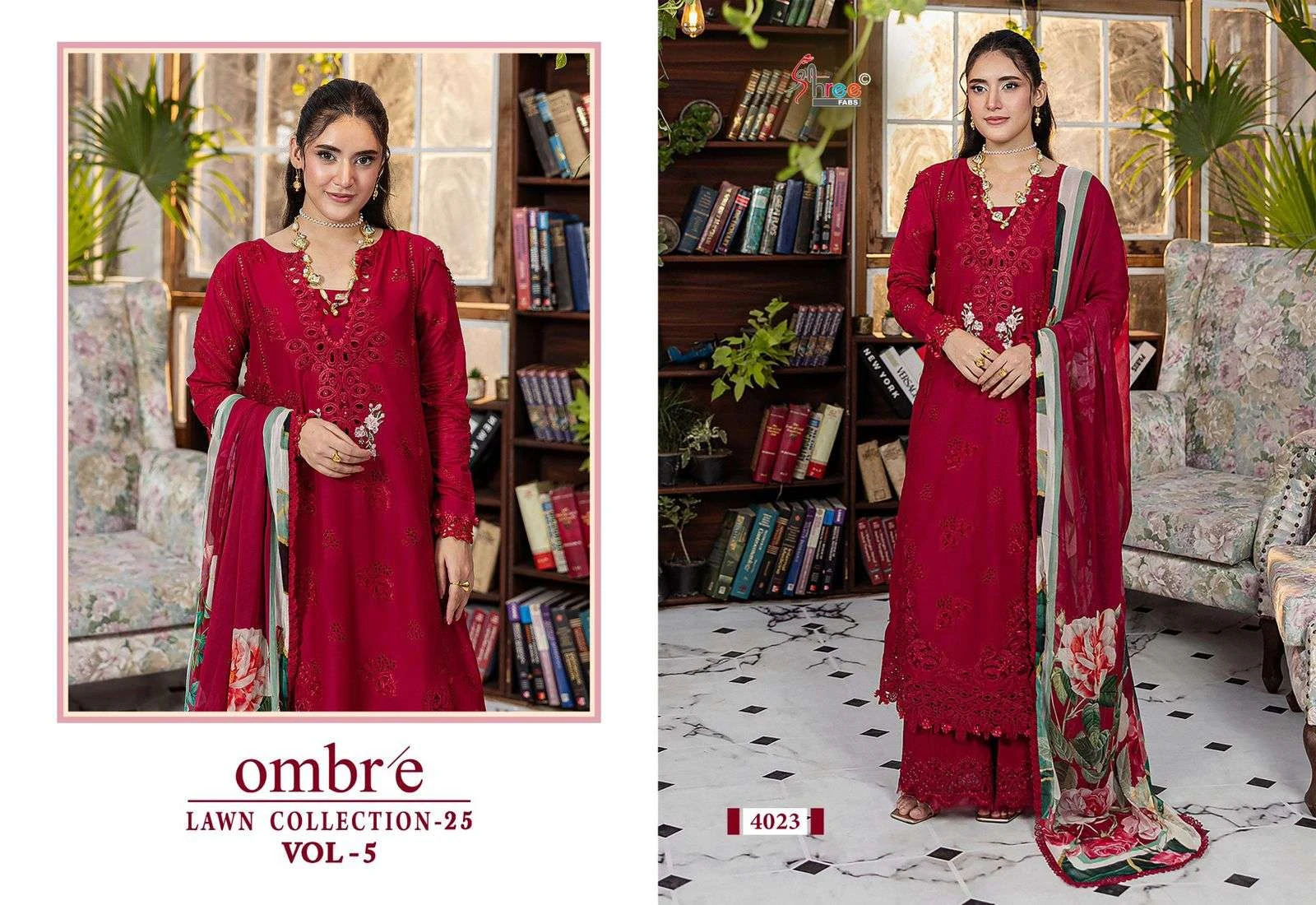Shree Fab Ombre Lawn Collection 25 Vol 5