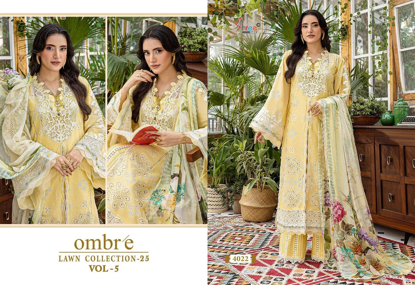 Shree Fab Ombre Lawn Collection 25 Vol 5
