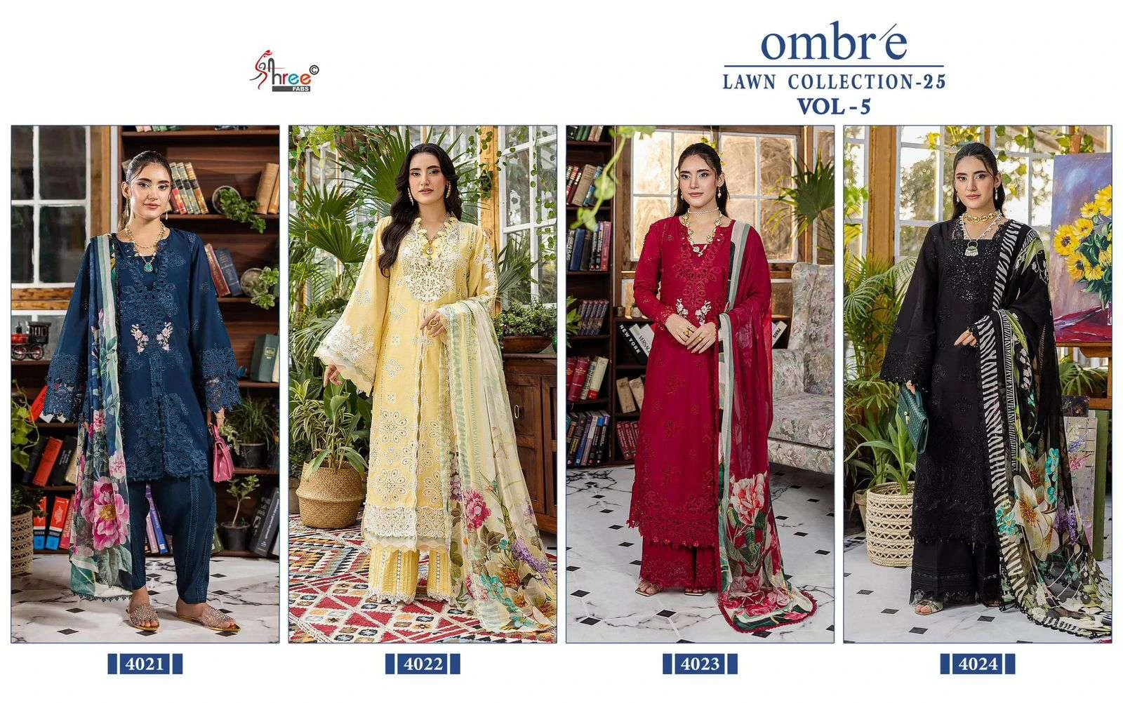 Shree Fab Ombre Lawn Collection 25 Vol 5