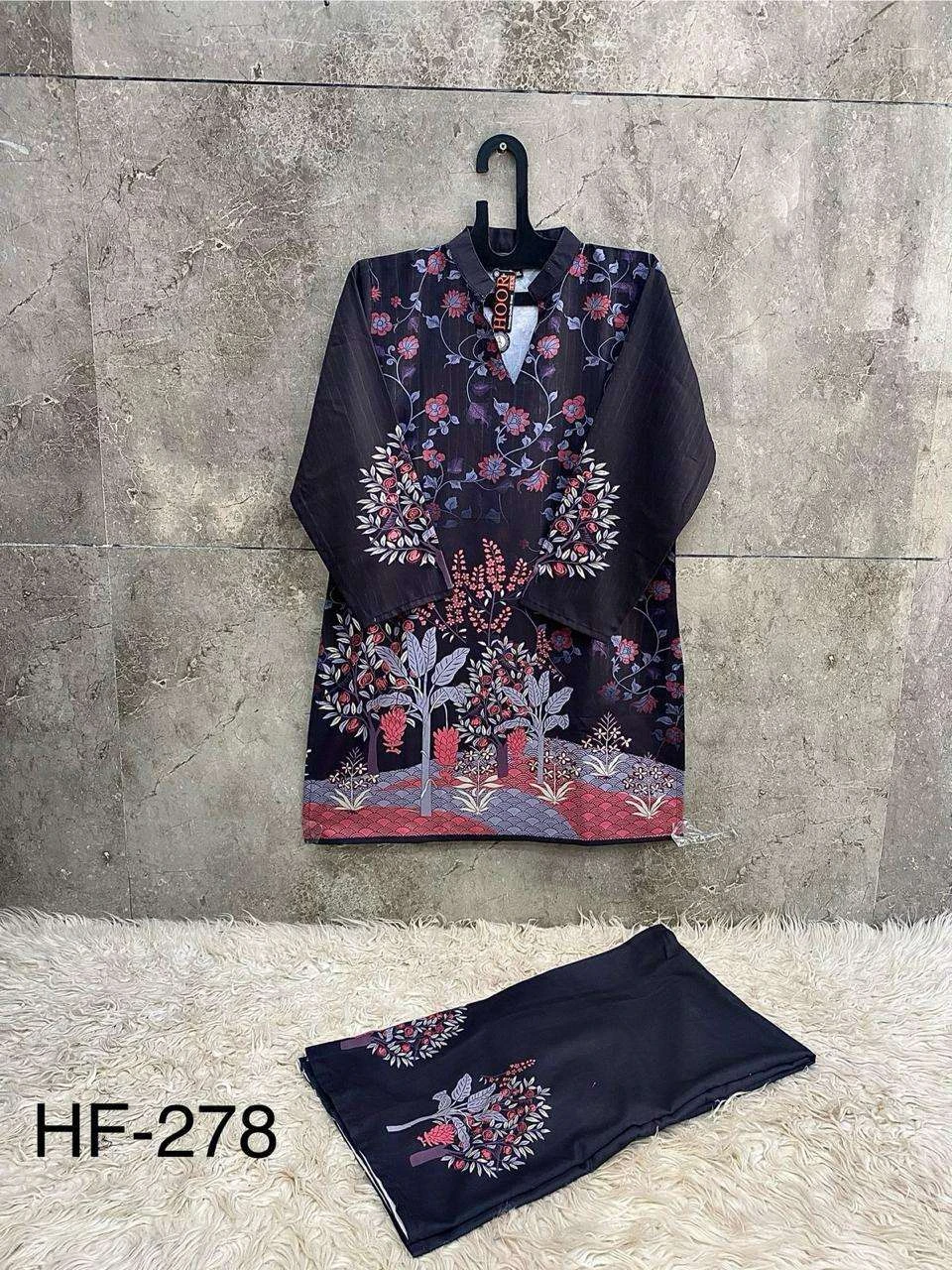 Hoor Tex Imported Rayon Satin Printed Readymade Co-ord Set