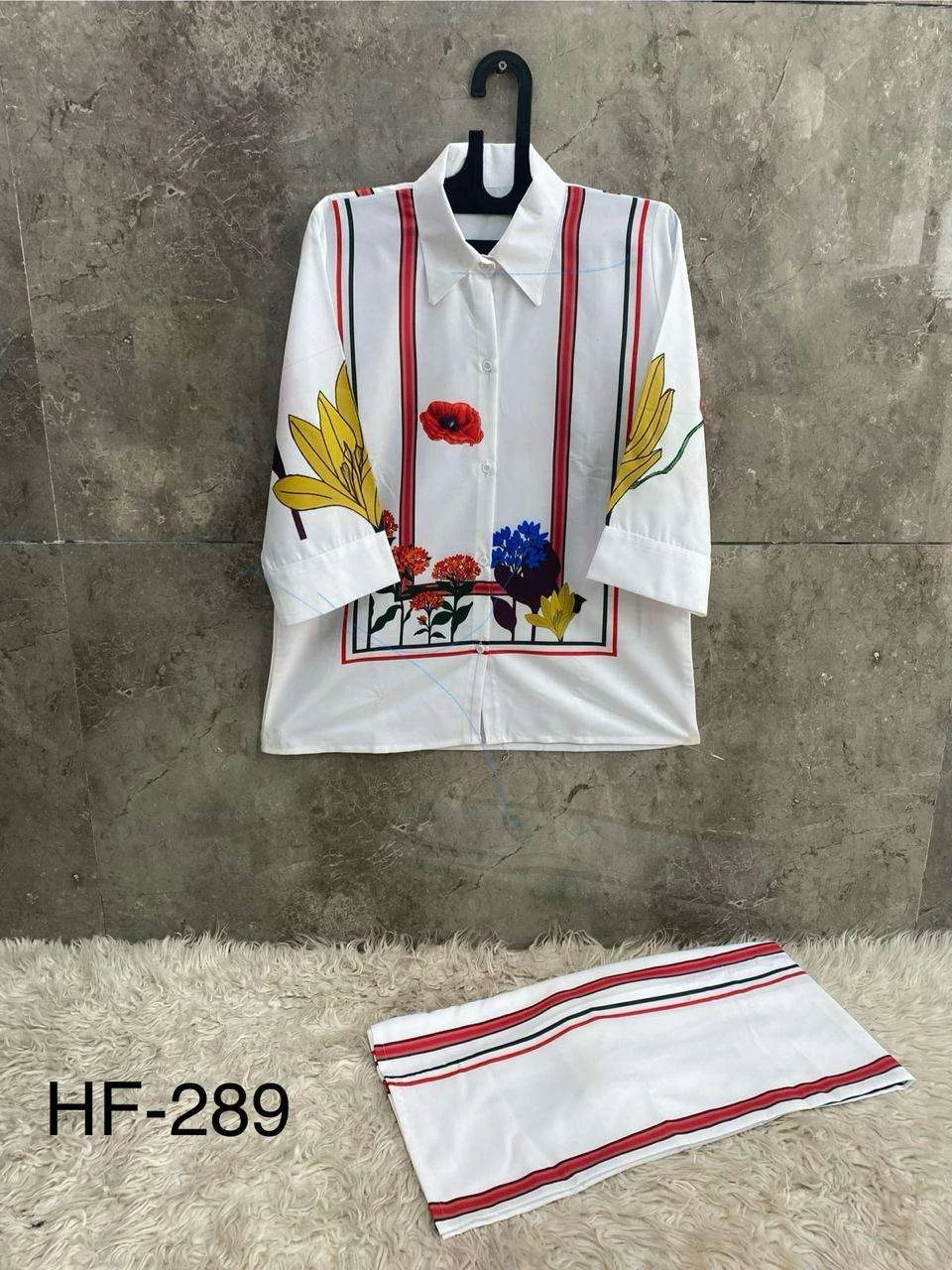 Hoor Tex Imported Rayon Satin Printed Readymade Co-ord Set