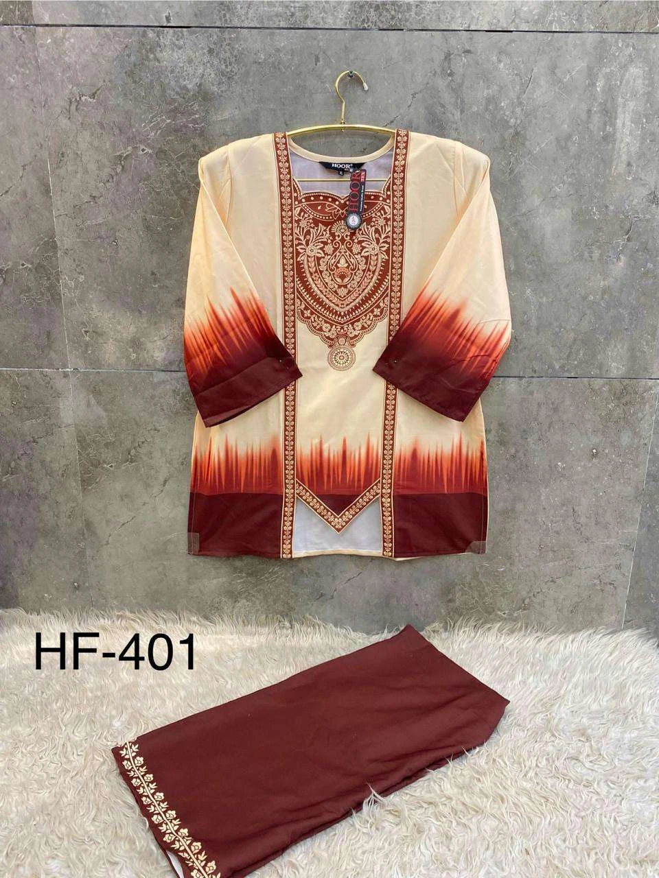 Hoor Tex Imported Rayon Satin Printed Readymade Co-ord Set