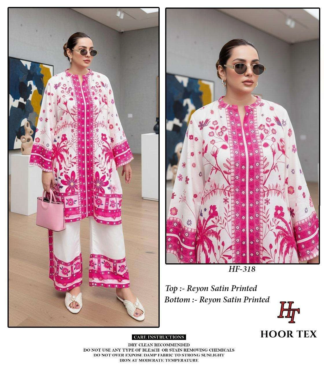 Hoor Tex Imported Rayon Satin Printed Readymade Co-ord Set