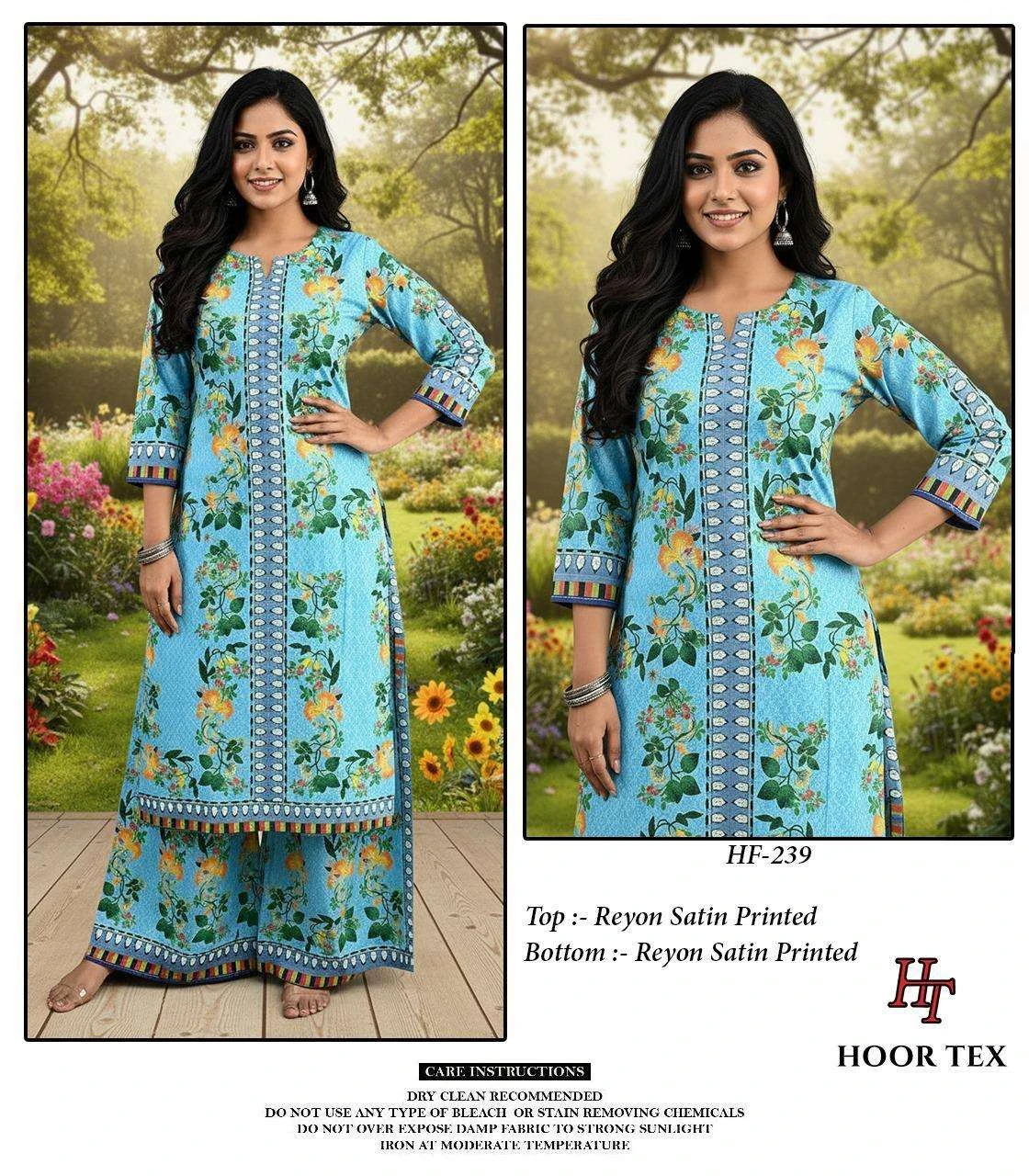 Hoor Tex Imported Rayon Satin Printed Readymade Co-ord Set