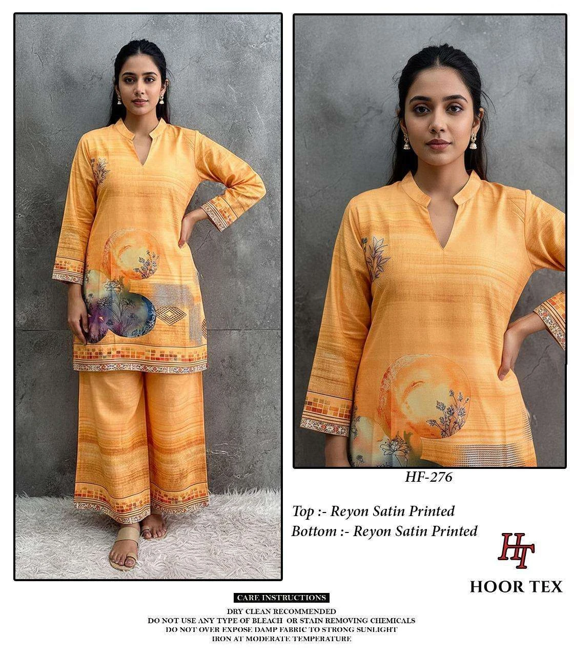 Hoor Tex Imported Rayon Satin Printed Readymade Co-ord Set