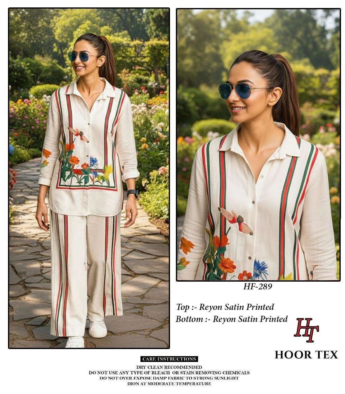 Hoor Tex Imported Rayon Satin Printed Readymade Co-ord Set