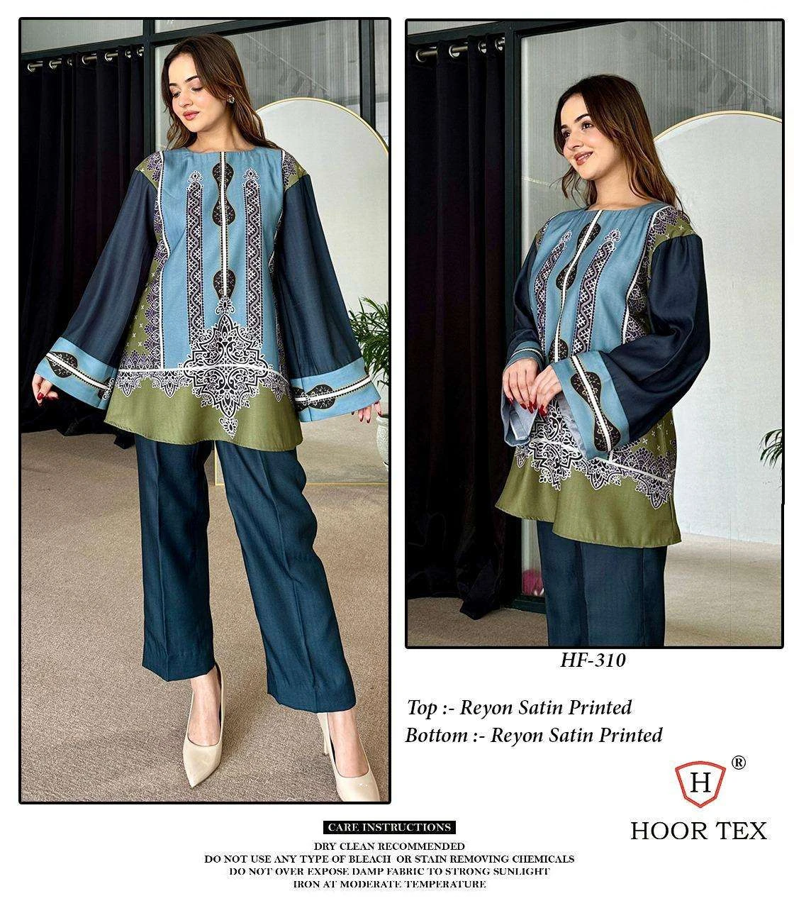 Hoor Tex Imported Rayon Satin Printed Readymade Co-ord Set