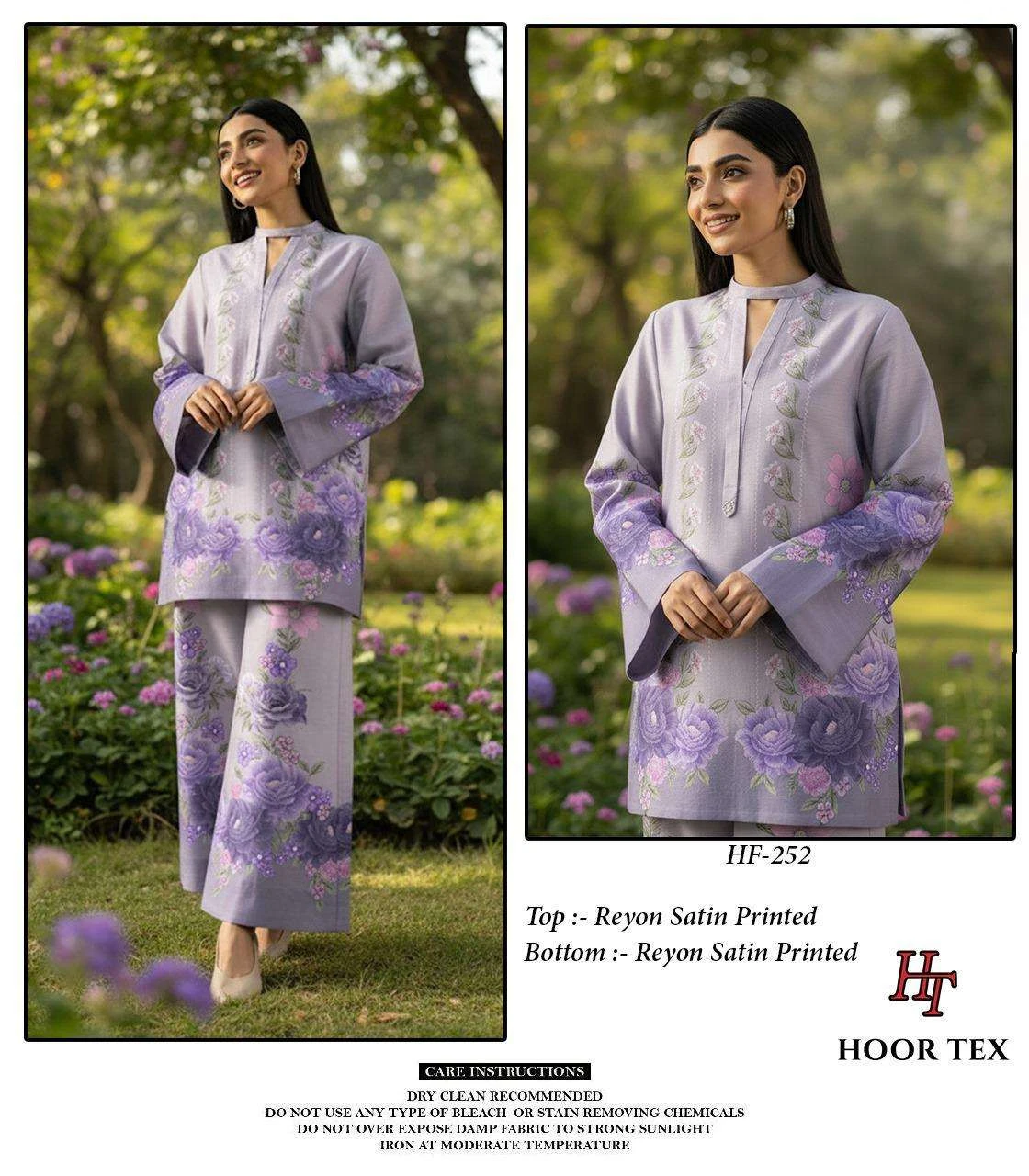 Hoor Tex Imported Rayon Satin Printed Readymade Co-ord Set