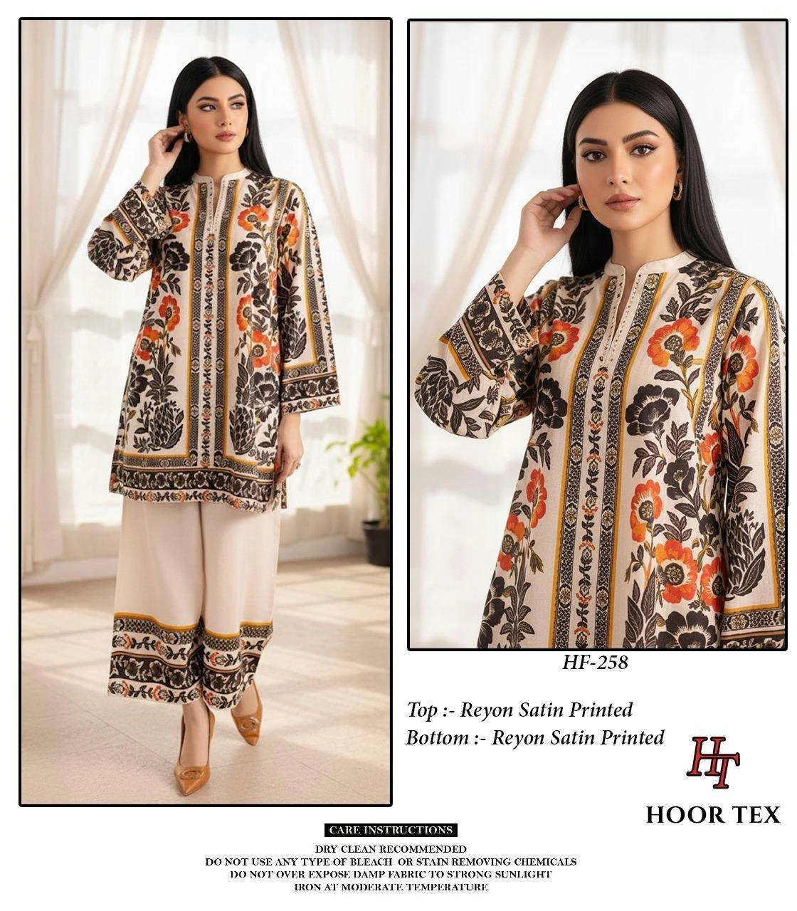 Hoor Tex Imported Rayon Satin Printed Readymade Co-ord Set