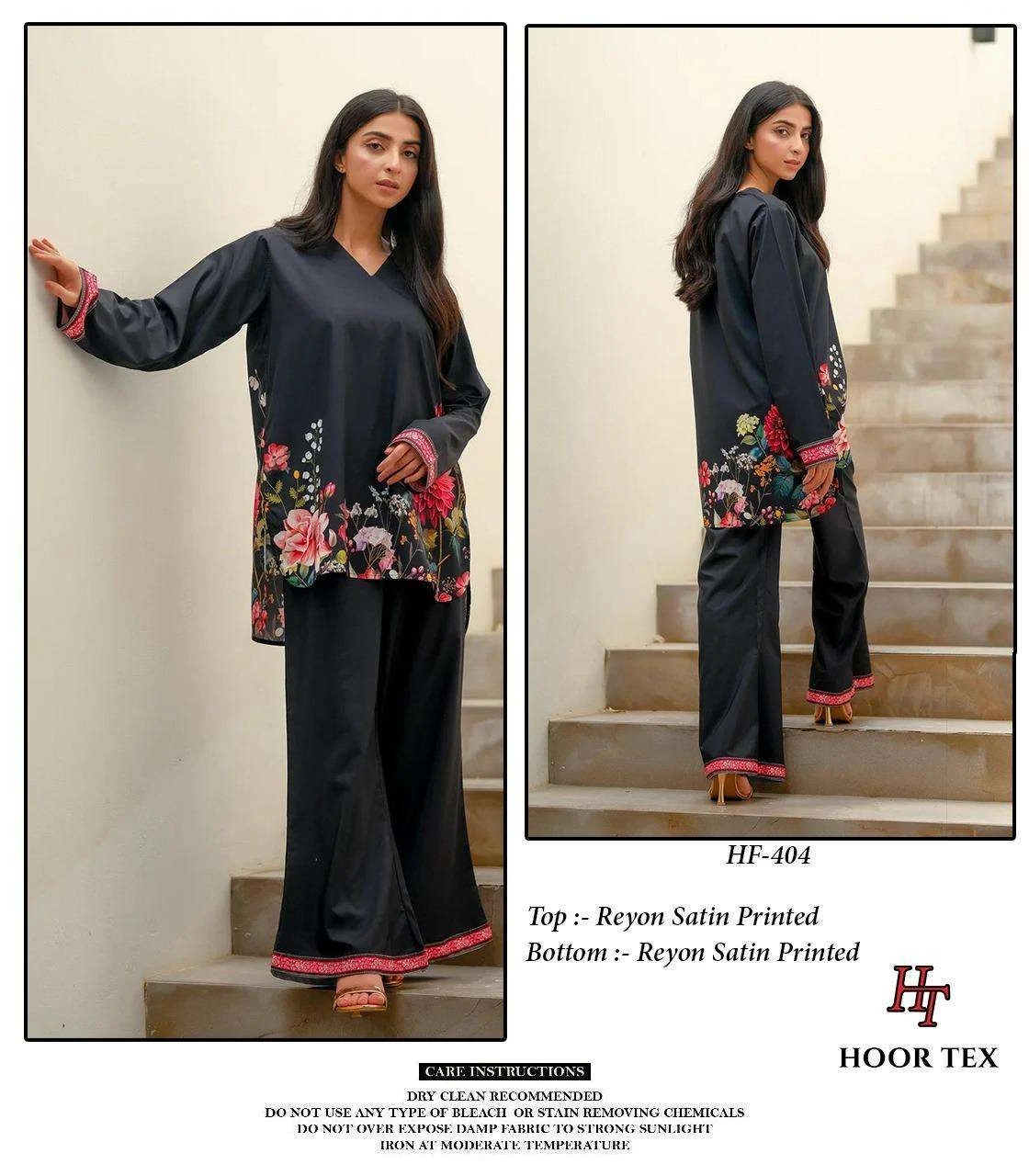 Hoor Tex Imported Rayon Satin Printed Readymade Co-ord Set