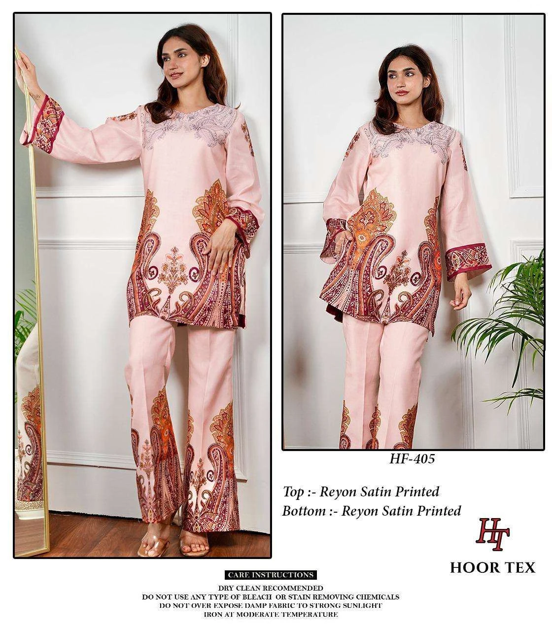 Hoor Tex Imported Rayon Satin Printed Readymade Co-ord Set