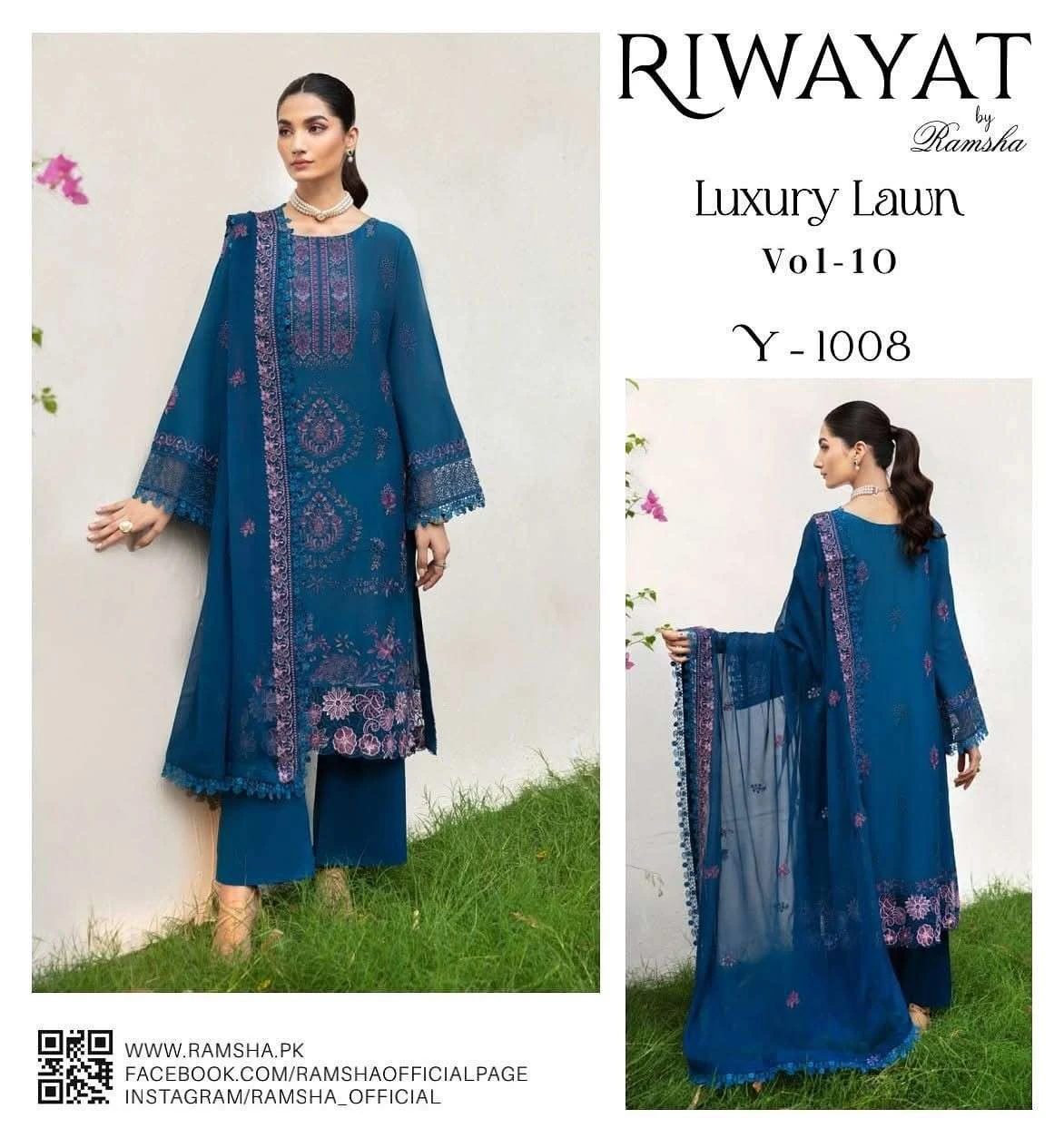 Ramsha Riwayat Luxury Lawn Collection Vol 10 - Image 10