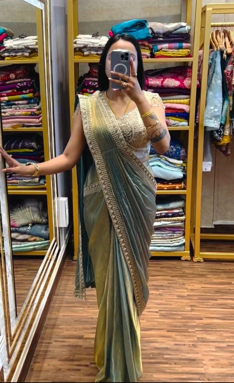 Bt 7133 Fandy Satin with Embroidery Sequence Worked Beautiful Saree Collection