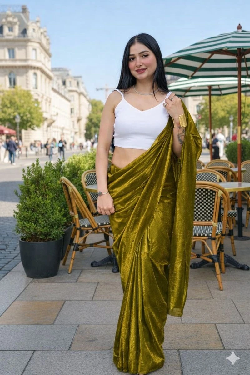 Delta White Blouse New Lycra Plain Fancy Saree Collection - Image 7