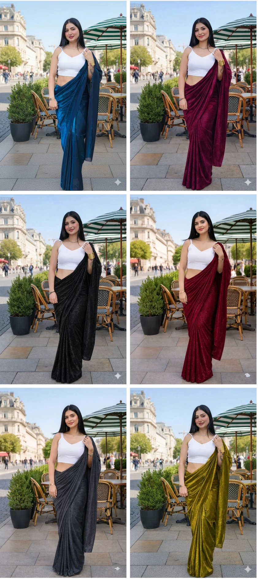 Delta White Blouse New Lycra Plain Fancy Saree Collection - Image 8