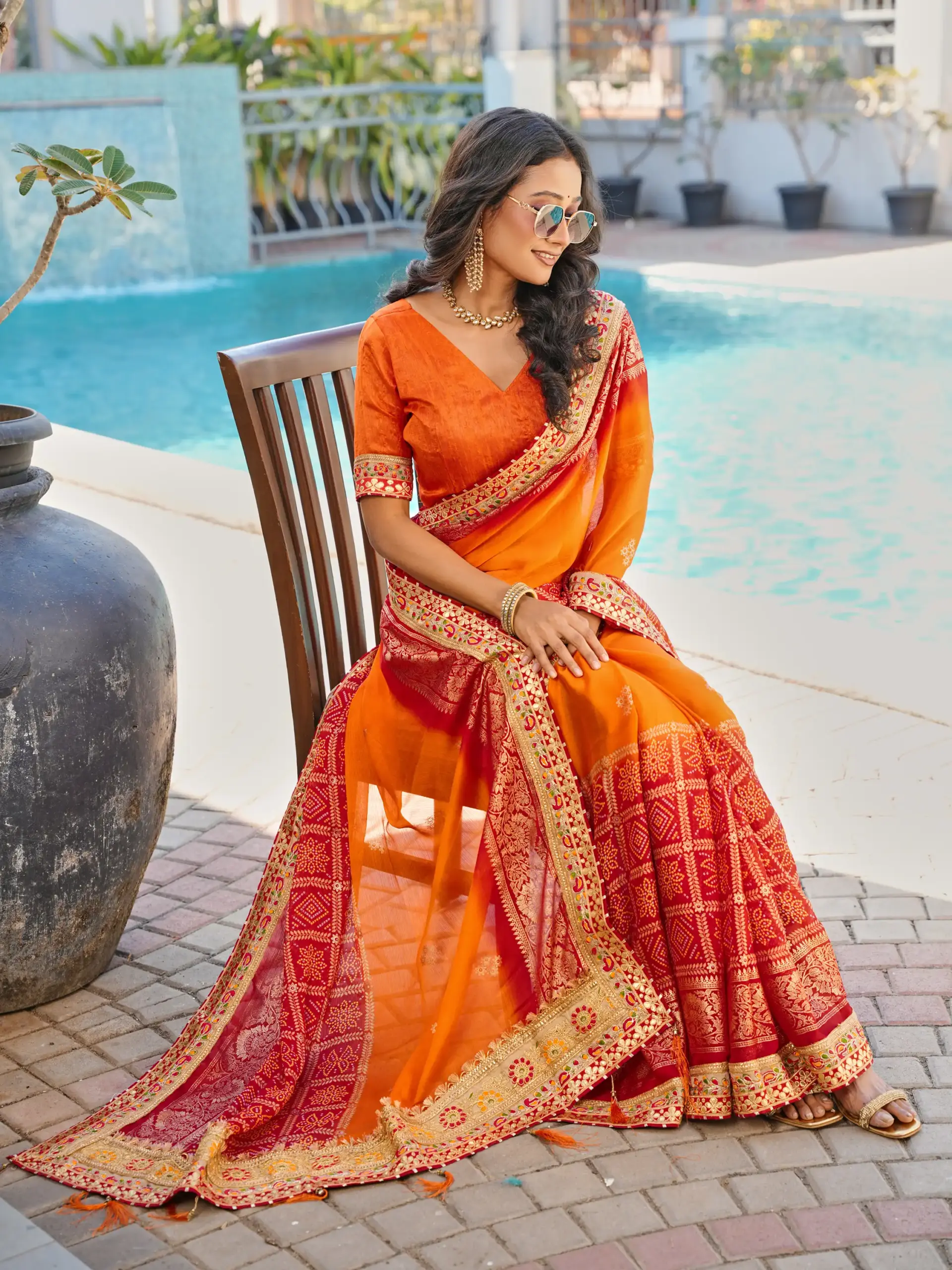 Jalnidhi Swarna Moss Chiffon with Work Saree Collection - Image 18