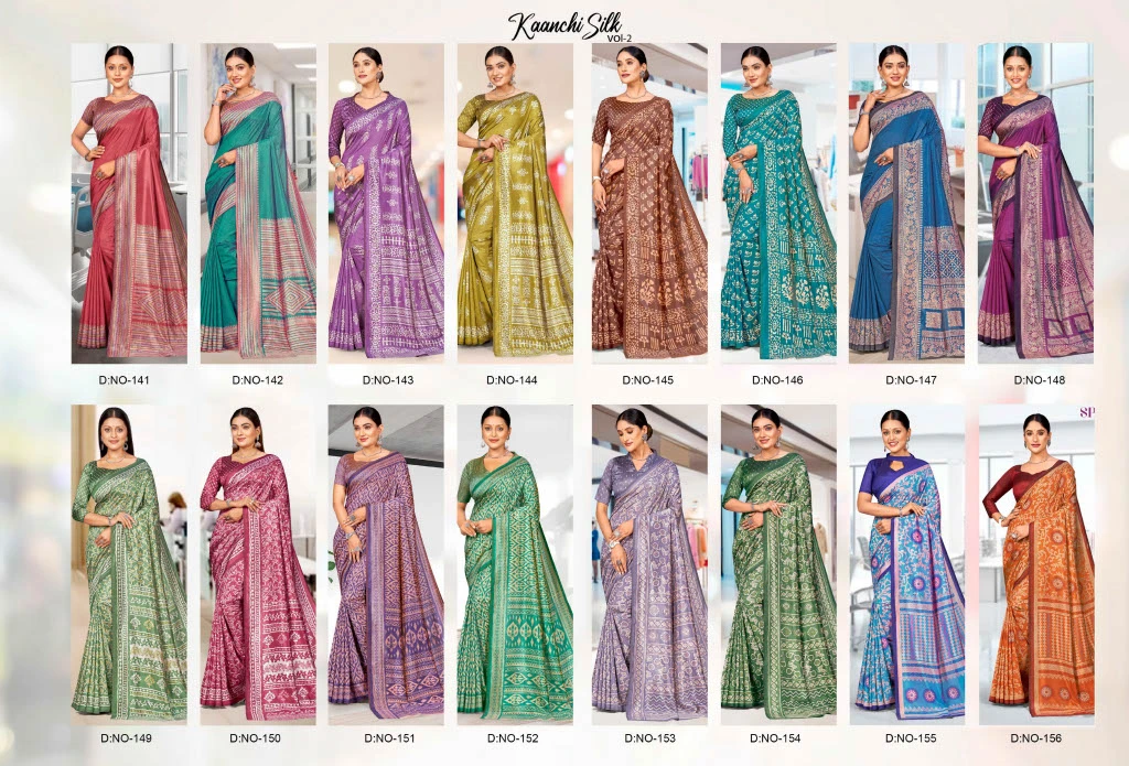 Kaanchi Silk Vol 2 Cationic Padding Unifrom Saree Collection - Image 10