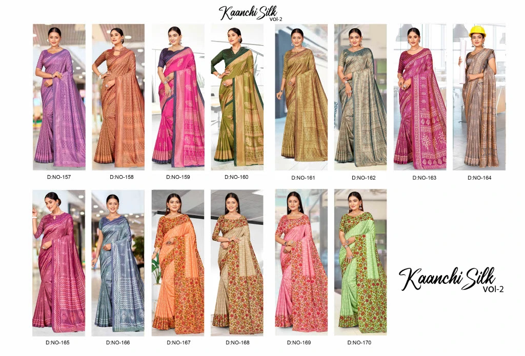 Kaanchi Silk Vol 2 Cationic Padding Unifrom Saree Collection - Image 11