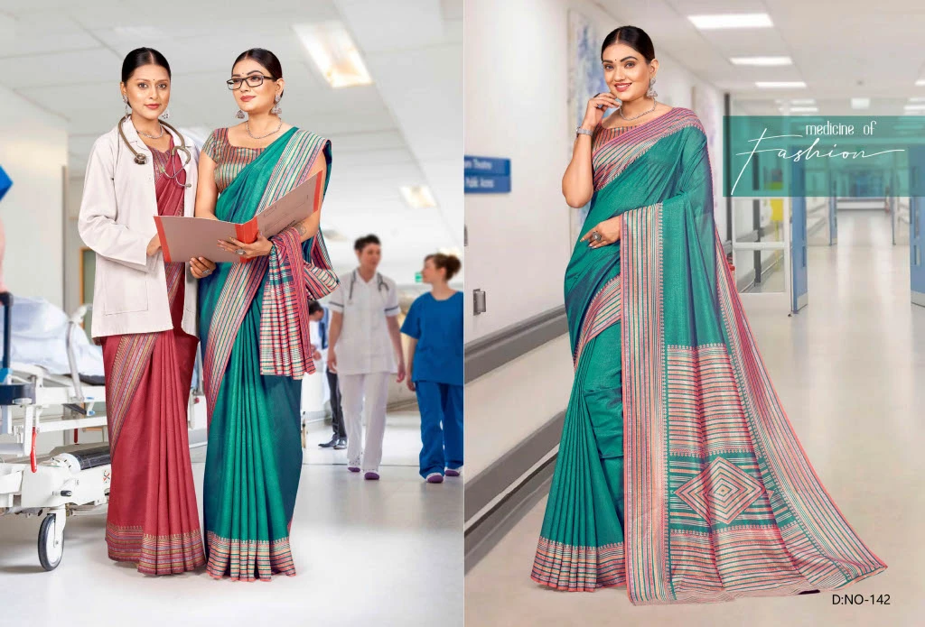 Kaanchi Silk Vol 2 Cationic Padding Unifrom Saree Collection - Image 12