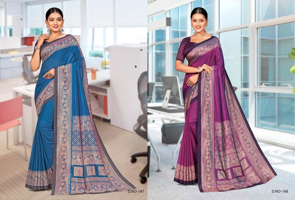 Kaanchi Silk Vol 2 Cationic Padding Unifrom Saree Collection - Image 15