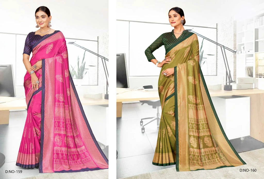 Kaanchi Silk Vol 2 Cationic Padding Unifrom Saree Collection - Image 4