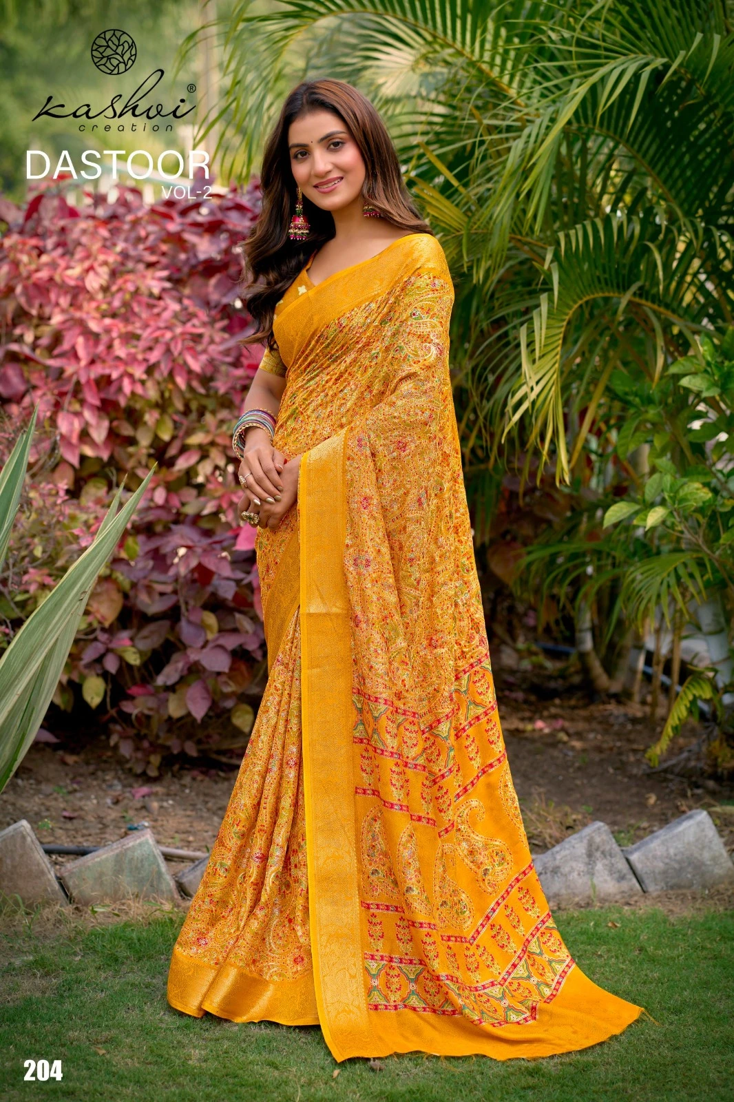 Kashvi Dastoor Vol 2 Viscose Moss Foil Casual Wear Saree Collection - Image 6