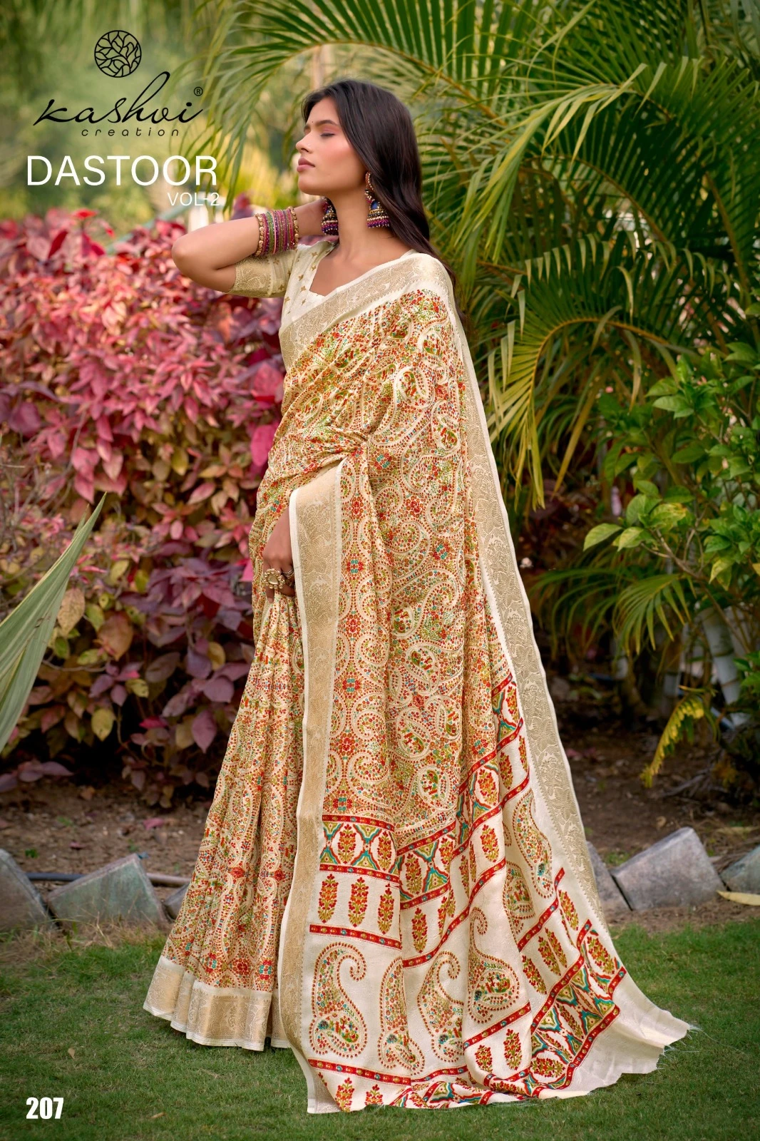 Kashvi Dastoor Vol 2 Viscose Moss Foil Casual Wear Saree Collection - Image 7