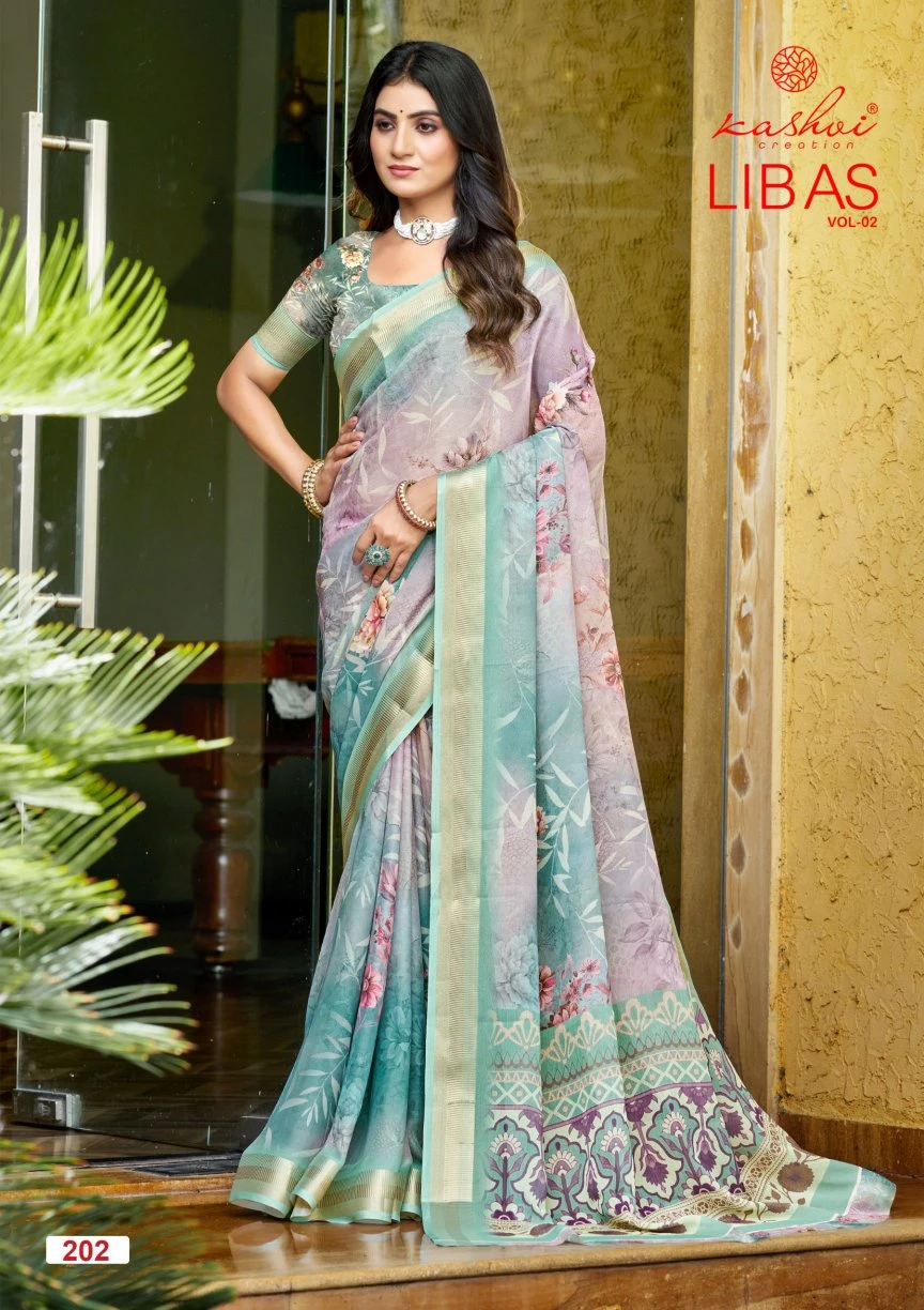 Kashvi Libas Vol 2 Dull Moss Digital Printed Casual Wear Saree Collection - Image 3