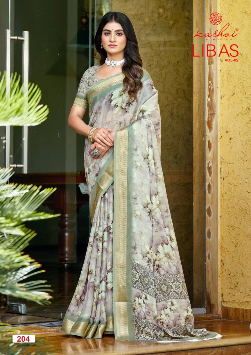 Kashvi Libas Vol 2 Dull Moss Digital Printed Casual Wear Saree Collection - Image 5