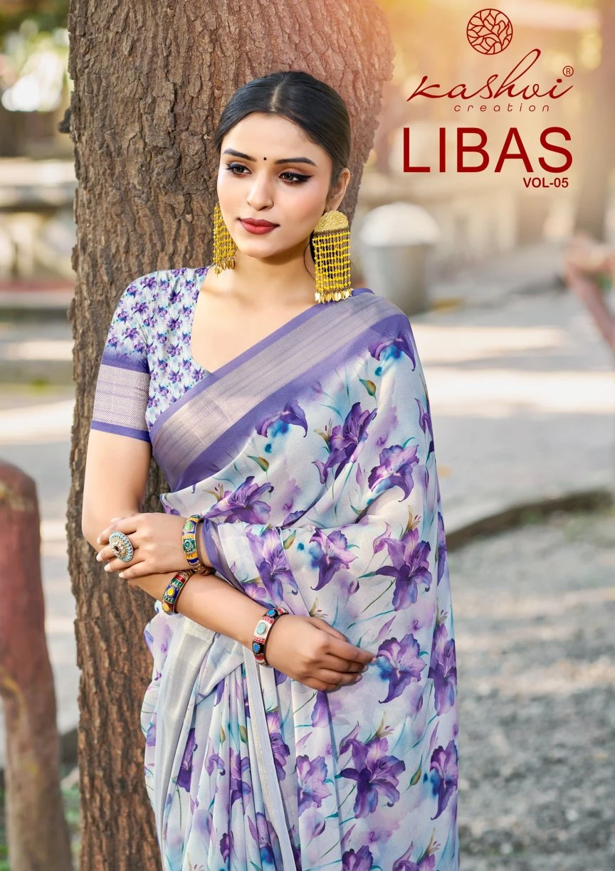 Kashvi Libas Vol 5 Dull Moss Digital Printed Casual Wear Saree Collection