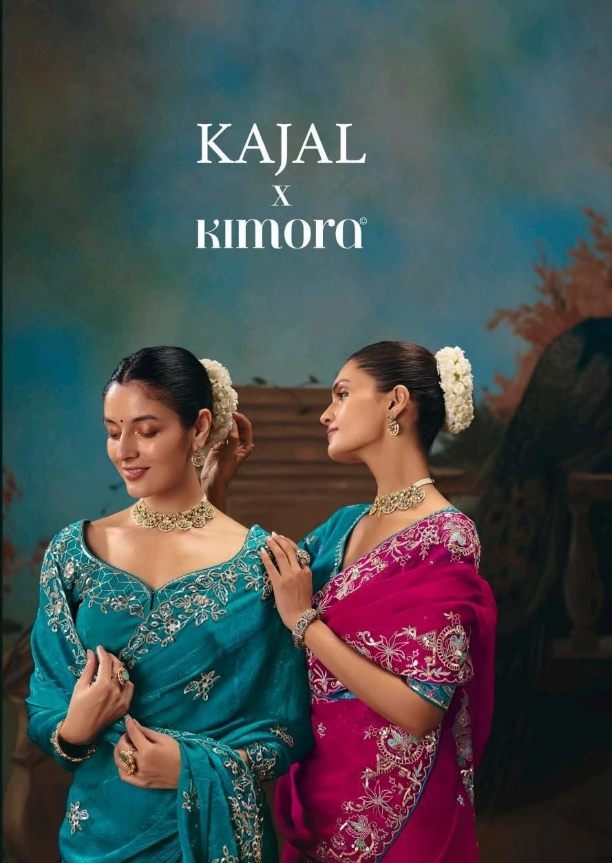 Kimora Kajal Fancy Thread Embroidered Work Designer Saree Collection