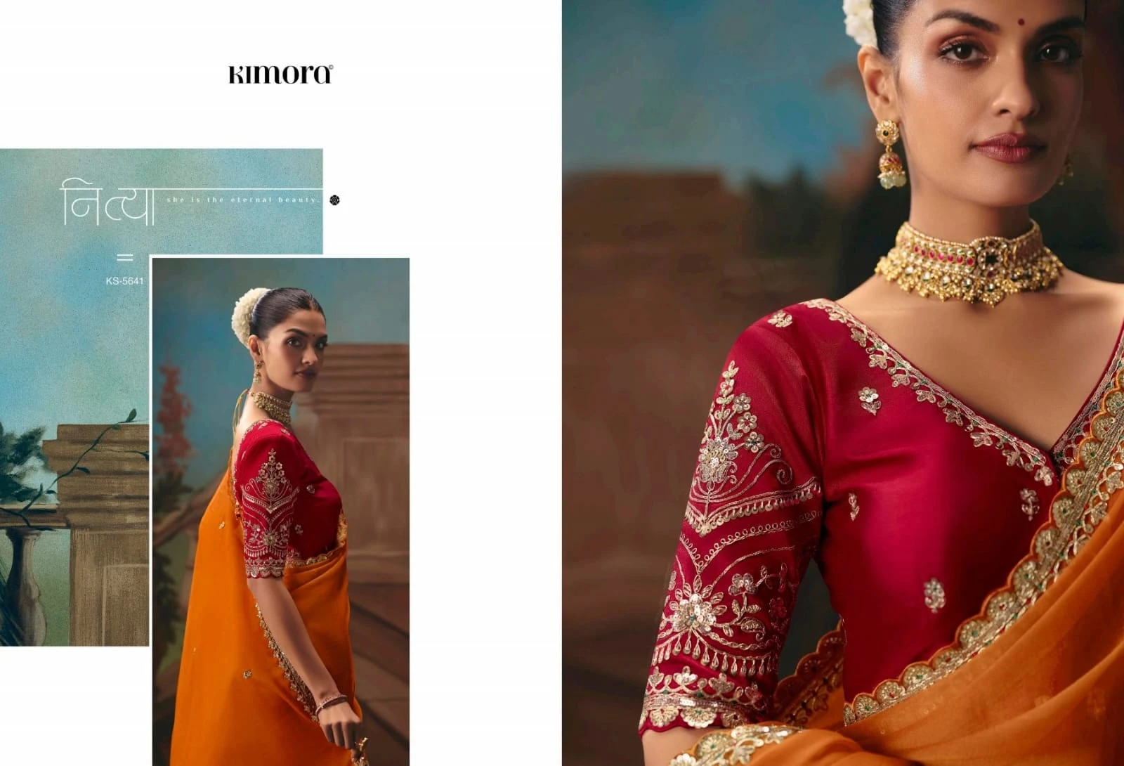 Kimora Kajal Fancy Thread Embroidered Work Designer Saree Collection - Image 15