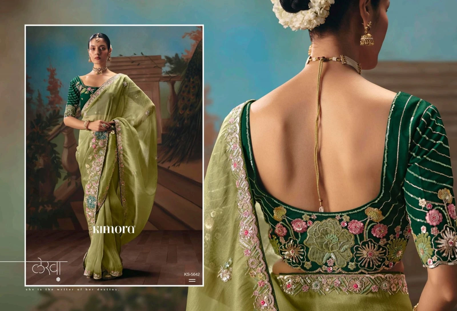 Kimora Kajal Fancy Thread Embroidered Work Designer Saree Collection - Image 18