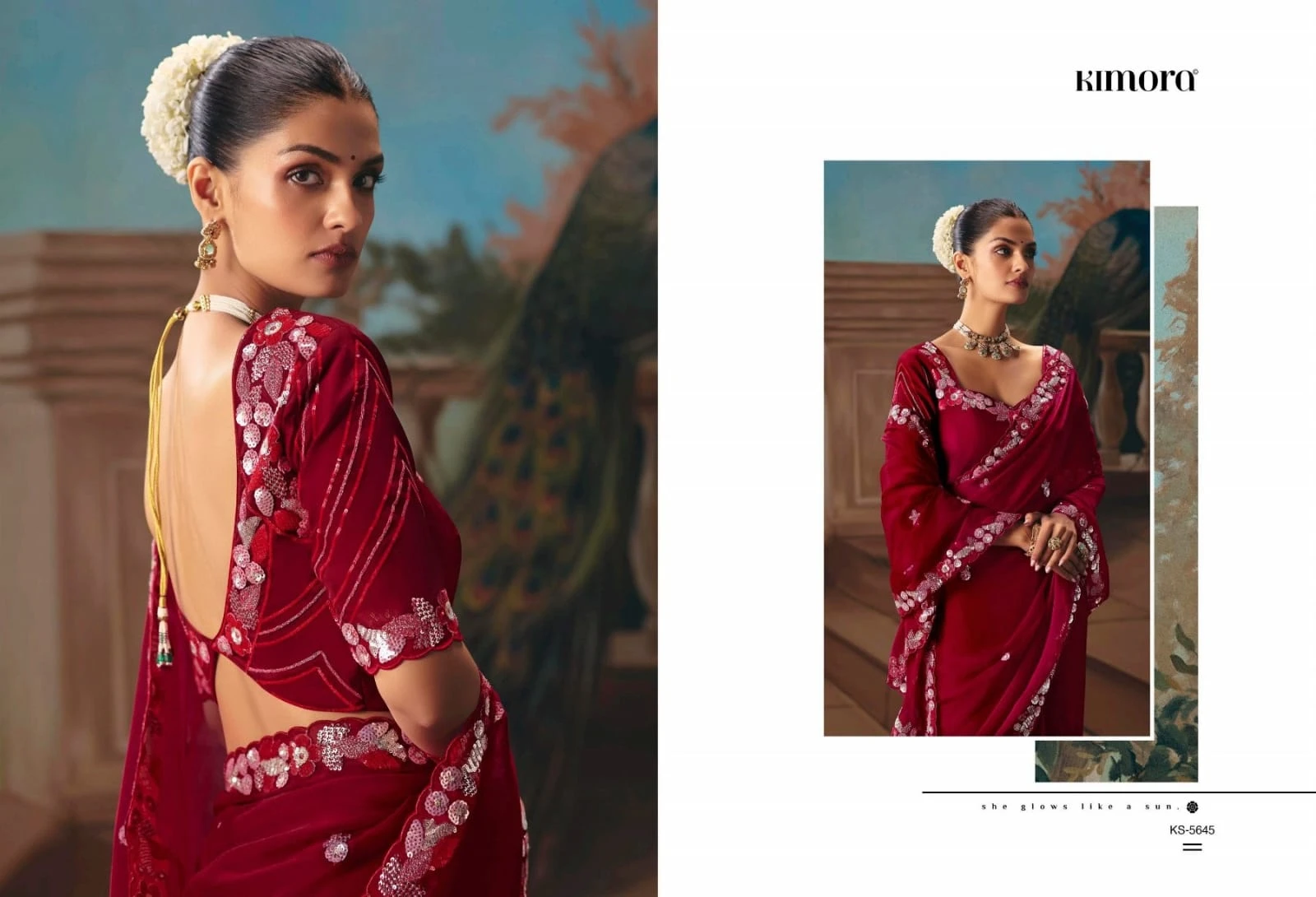 Kimora Kajal Fancy Thread Embroidered Work Designer Saree Collection - Image 7