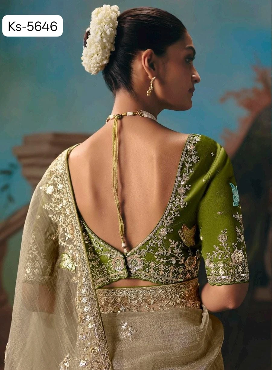 Kimora Kajal Fancy Thread Embroidered Work Designer Saree Collection - Image 9