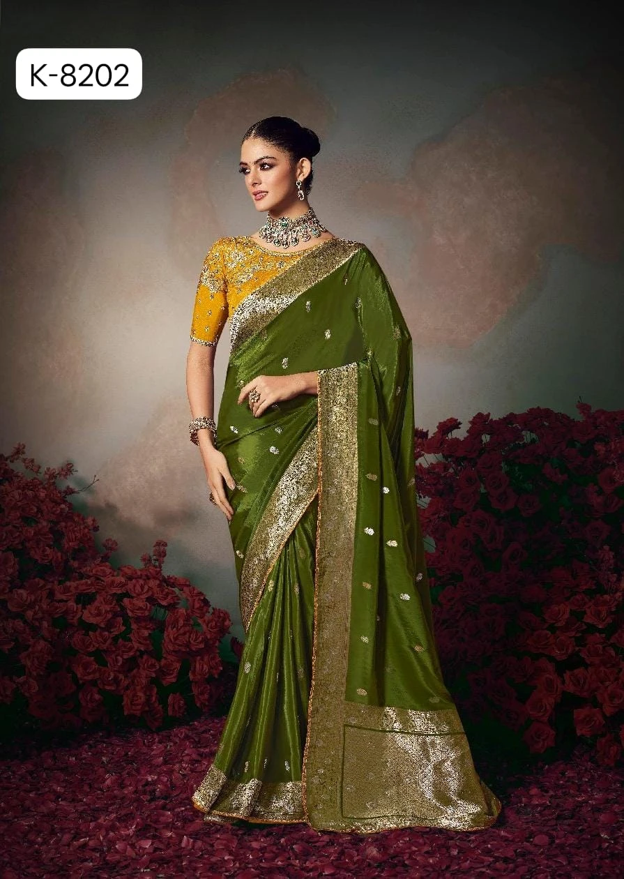Kira Kamini 8201 to 8206 Chiniya Silk Wedding Wear Saree Collection - Image 10