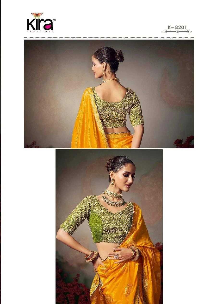 Kira Kamini 8201 to 8206 Chiniya Silk Wedding Wear Saree Collection - Image 11