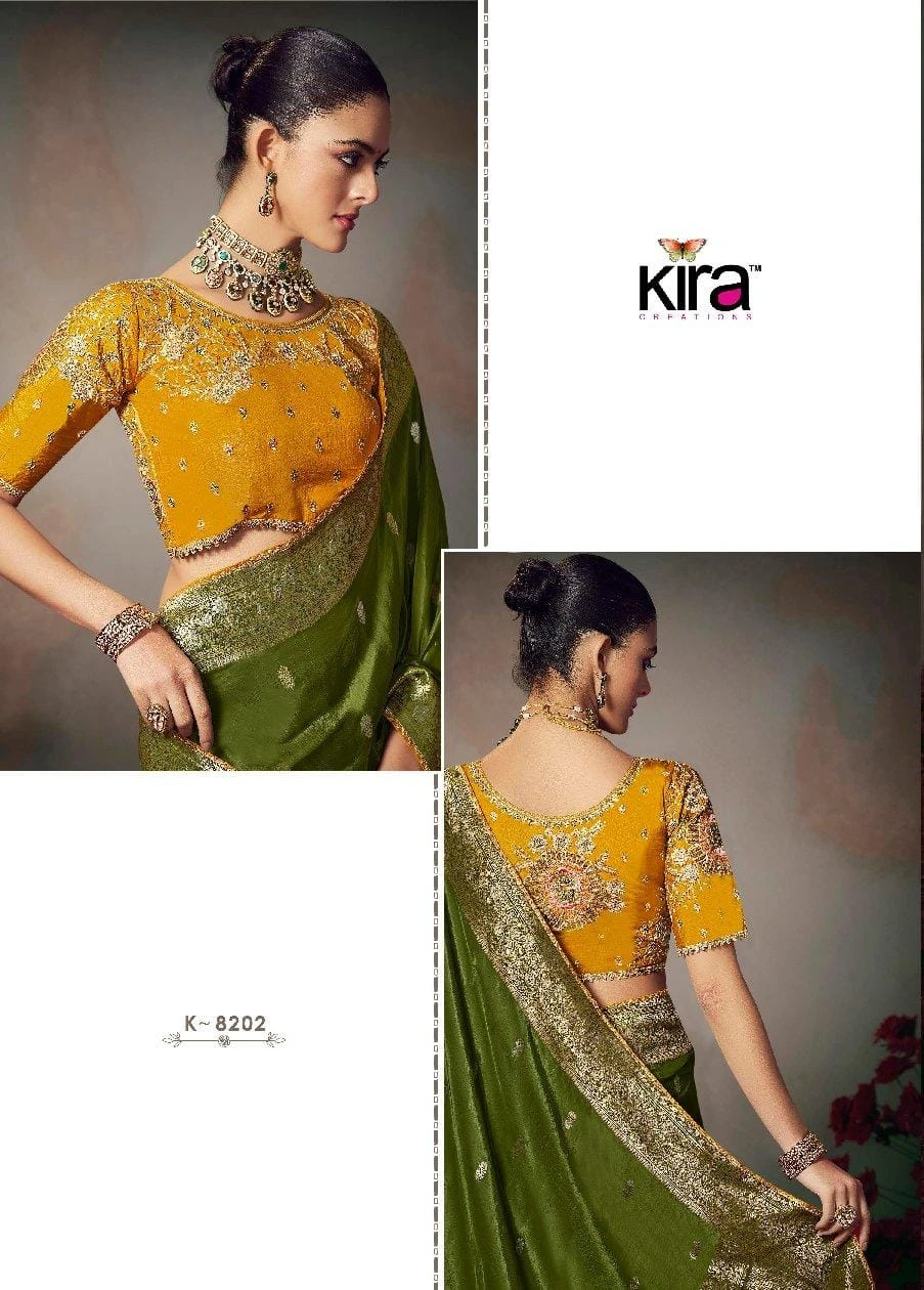 Kira Kamini 8201 to 8206 Chiniya Silk Wedding Wear Saree Collection - Image 12