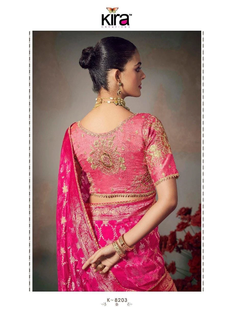 Kira Kamini 8201 to 8206 Chiniya Silk Wedding Wear Saree Collection - Image 14