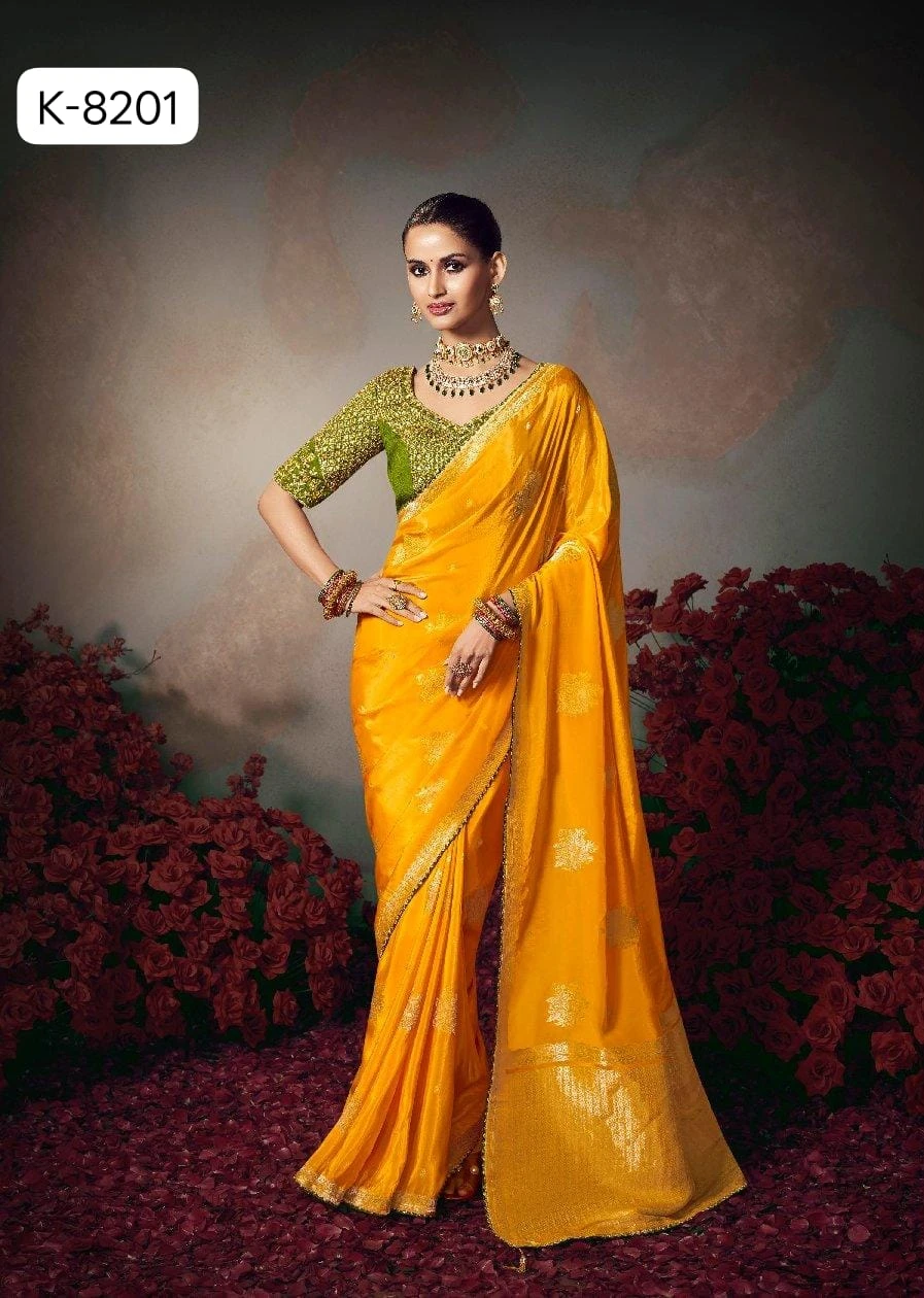 Kira Kamini 8201 to 8206 Chiniya Silk Wedding Wear Saree Collection - Image 2