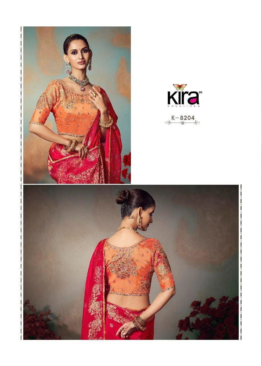 Kira Kamini 8201 to 8206 Chiniya Silk Wedding Wear Saree Collection - Image 4
