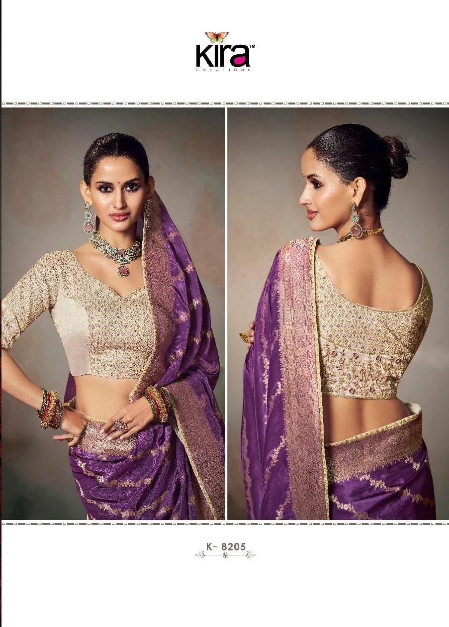 Kira Kamini 8201 to 8206 Chiniya Silk Wedding Wear Saree Collection - Image 5