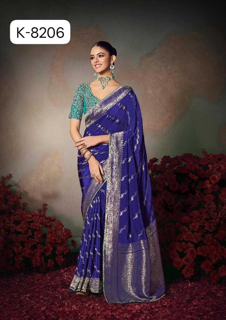 Kira Kamini 8201 to 8206 Chiniya Silk Wedding Wear Saree Collection - Image 7
