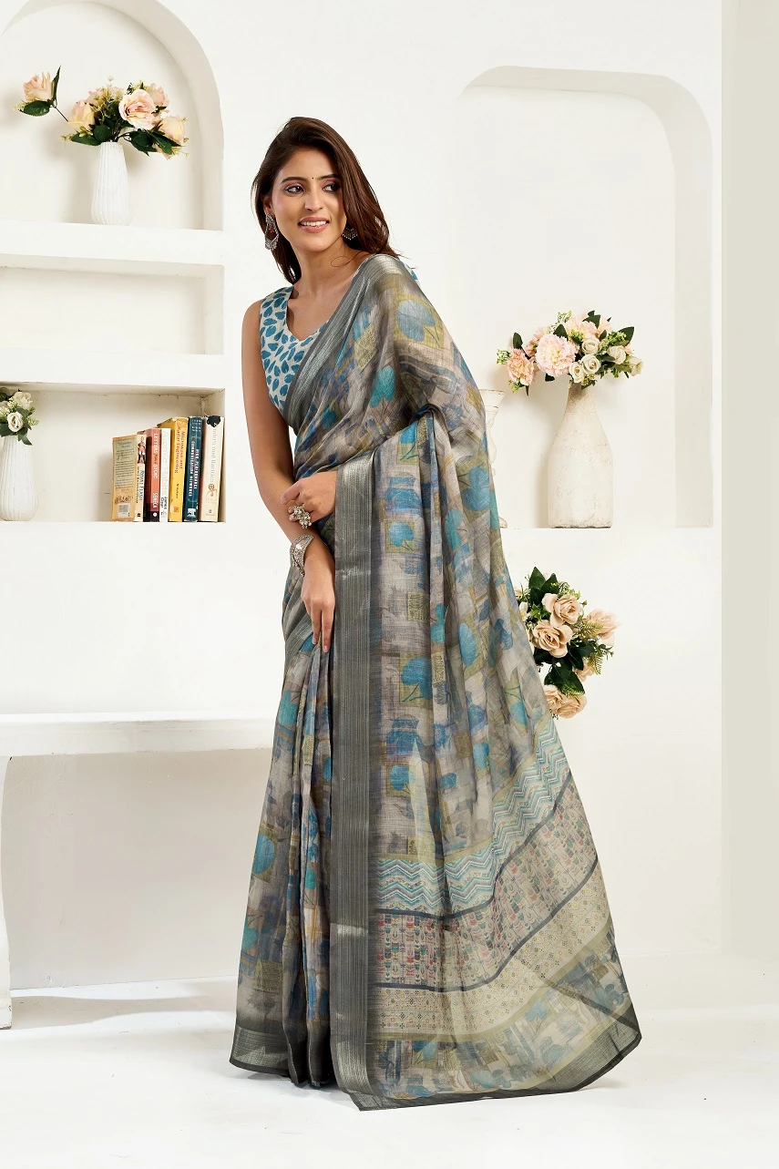 Meera 326 Linen Printed Ready to Wear Fancy Saree Collection - Image 2