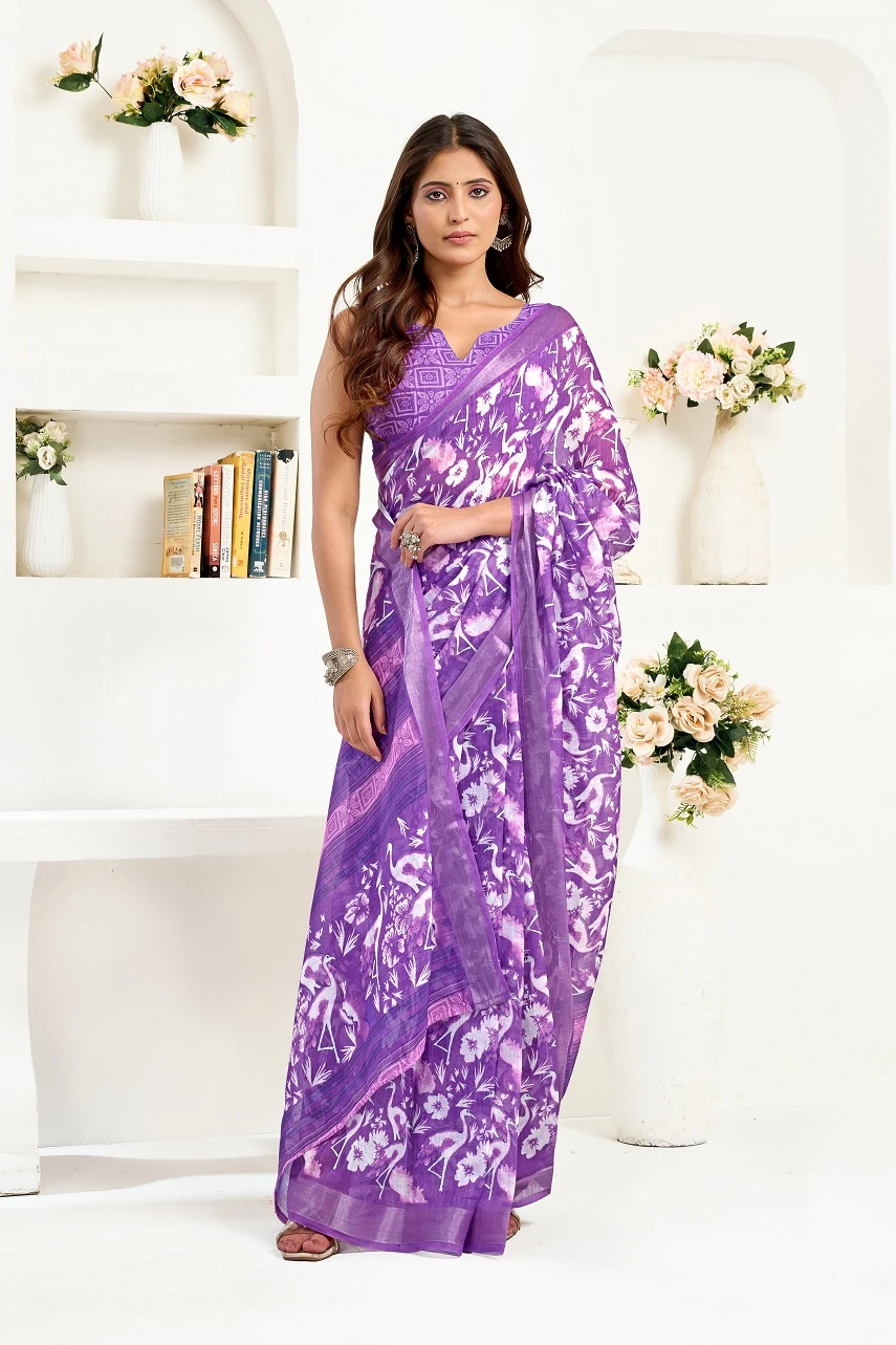 Meera 326 Linen Printed Ready to Wear Fancy Saree Collection - Image 3
