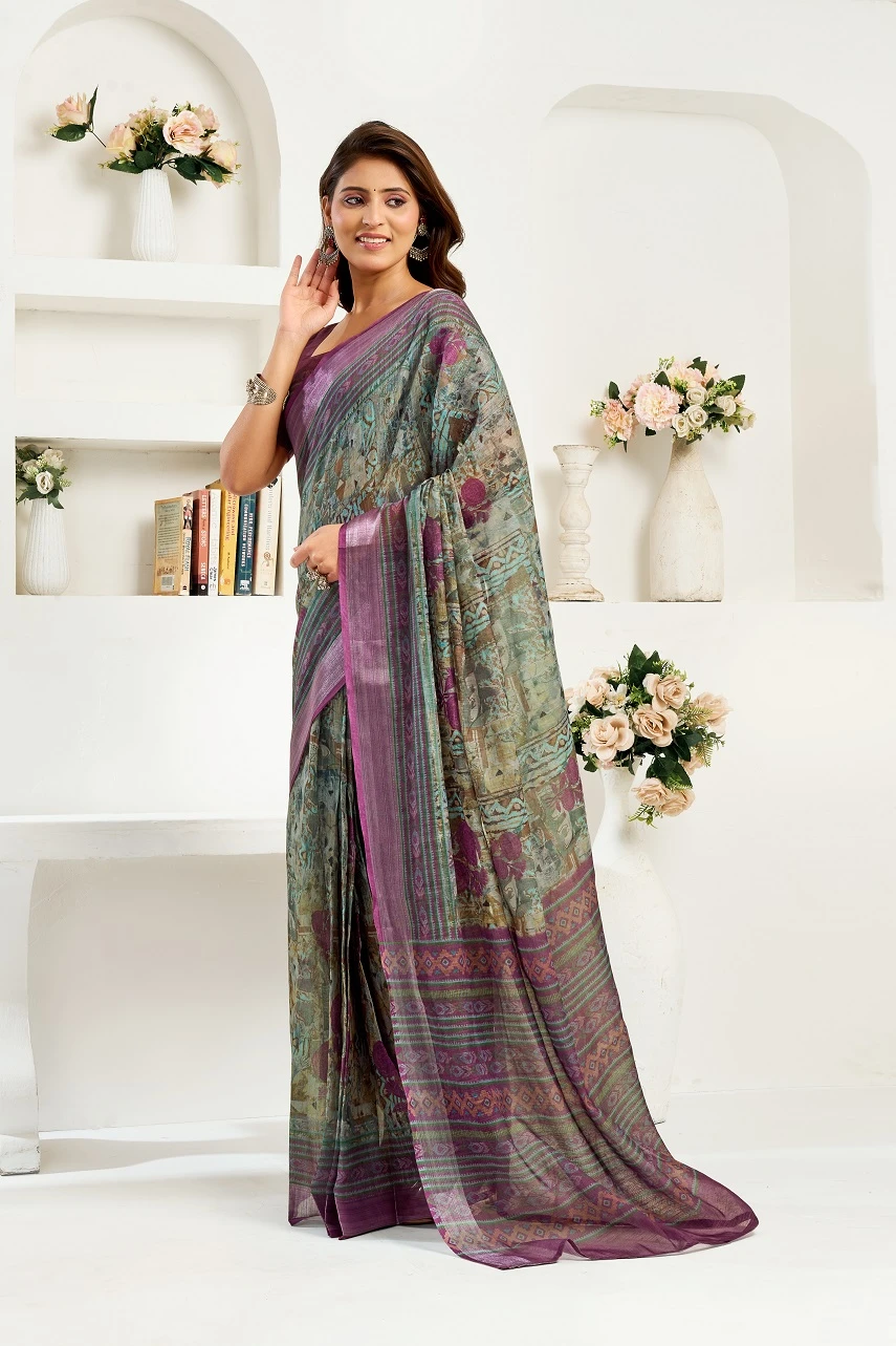 Meera 326 Linen Printed Ready to Wear Fancy Saree Collection - Image 4