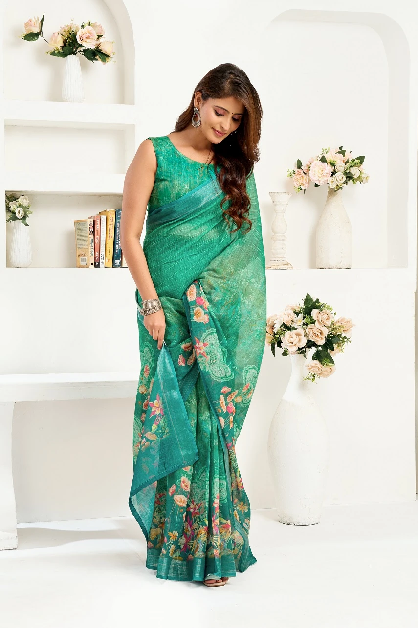 Meera 326 Linen Printed Ready to Wear Fancy Saree Collection - Image 5