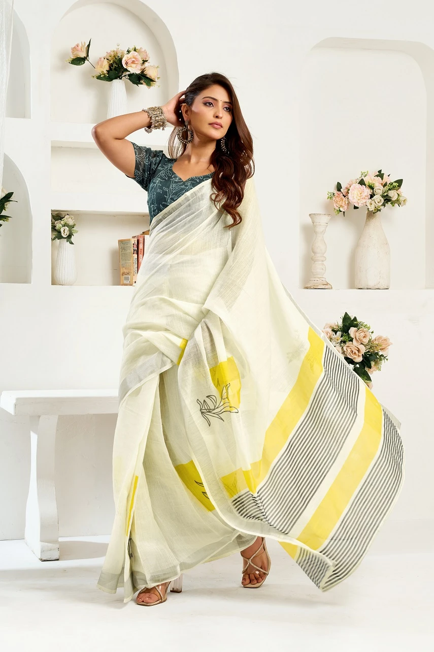 Meera 326 Linen Printed Ready to Wear Fancy Saree Collection - Image 6
