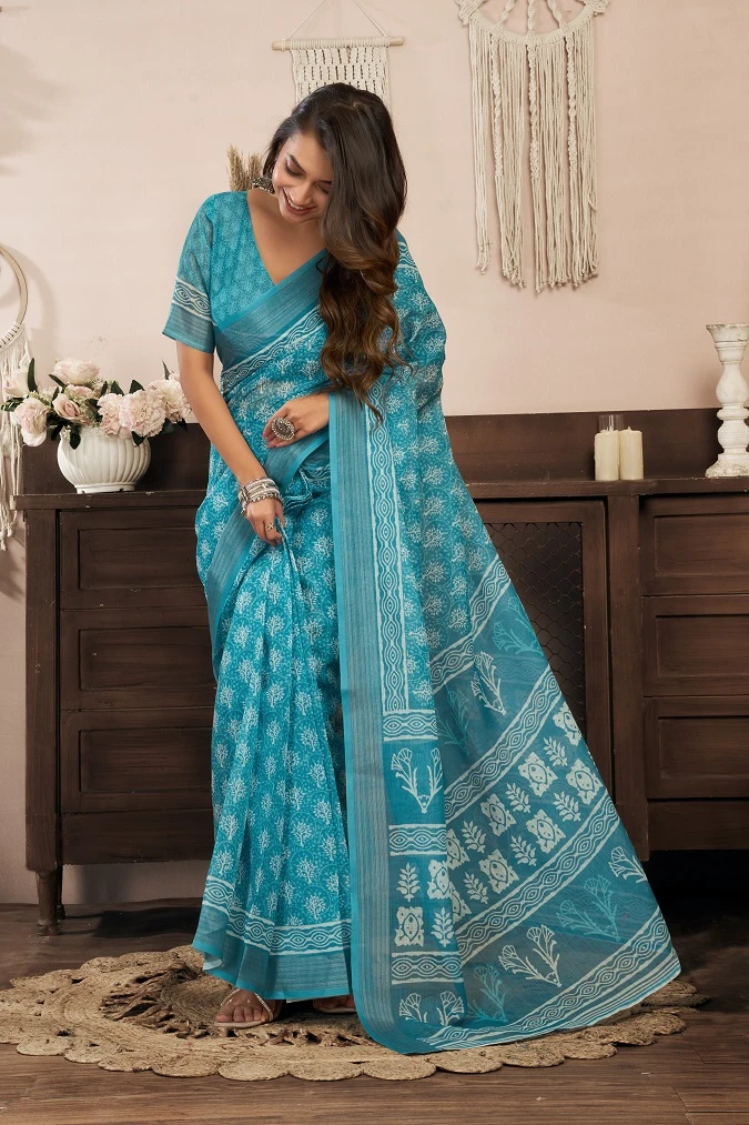 Meera 329 Linen Printed Ready to Wear Fancy Saree Collection - Image 2