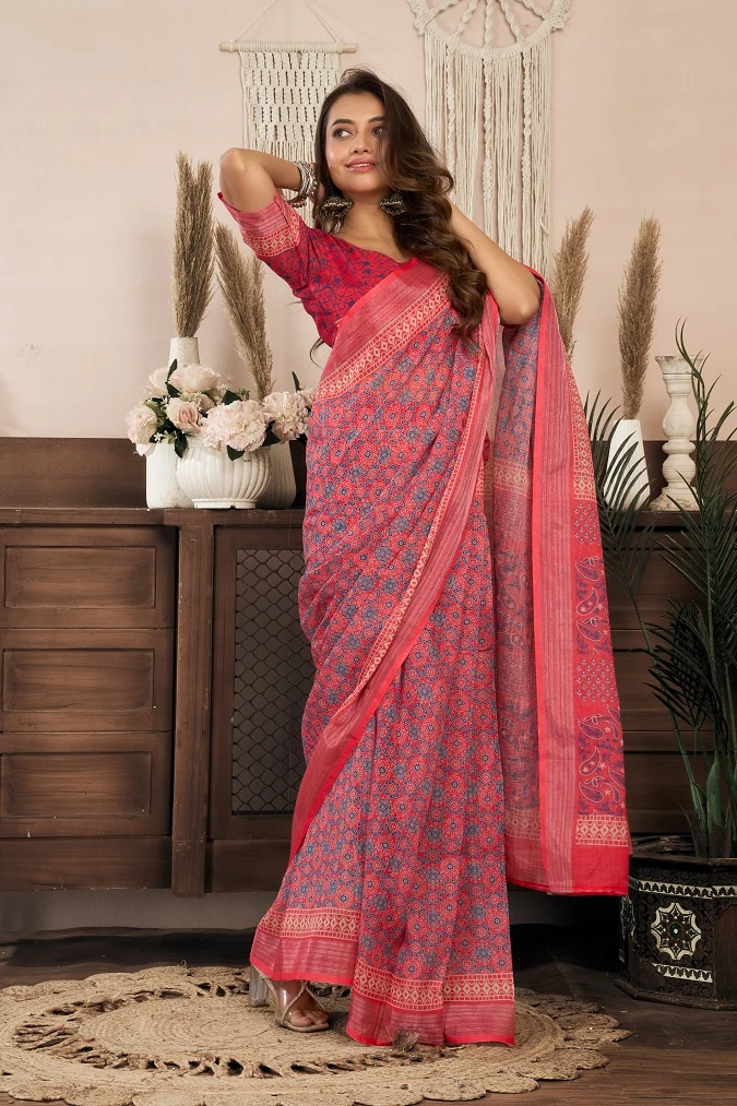 Meera 329 Linen Printed Ready to Wear Fancy Saree Collection - Image 3